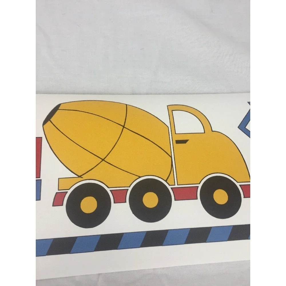 4 Blonder CONSTRUCTION TRUCKS KIDS Wallpaper Border 5 Yards NEW boys room toy
